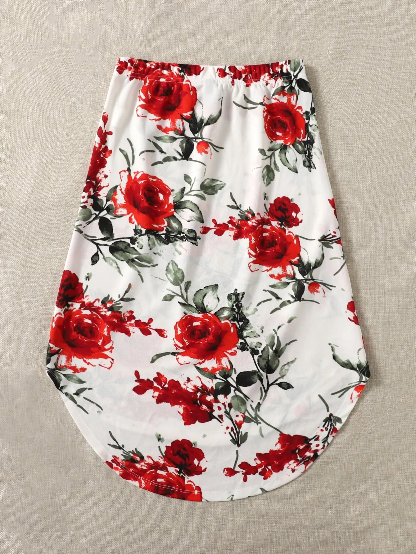 Casual Floral High Low Natural Short Women Skirt