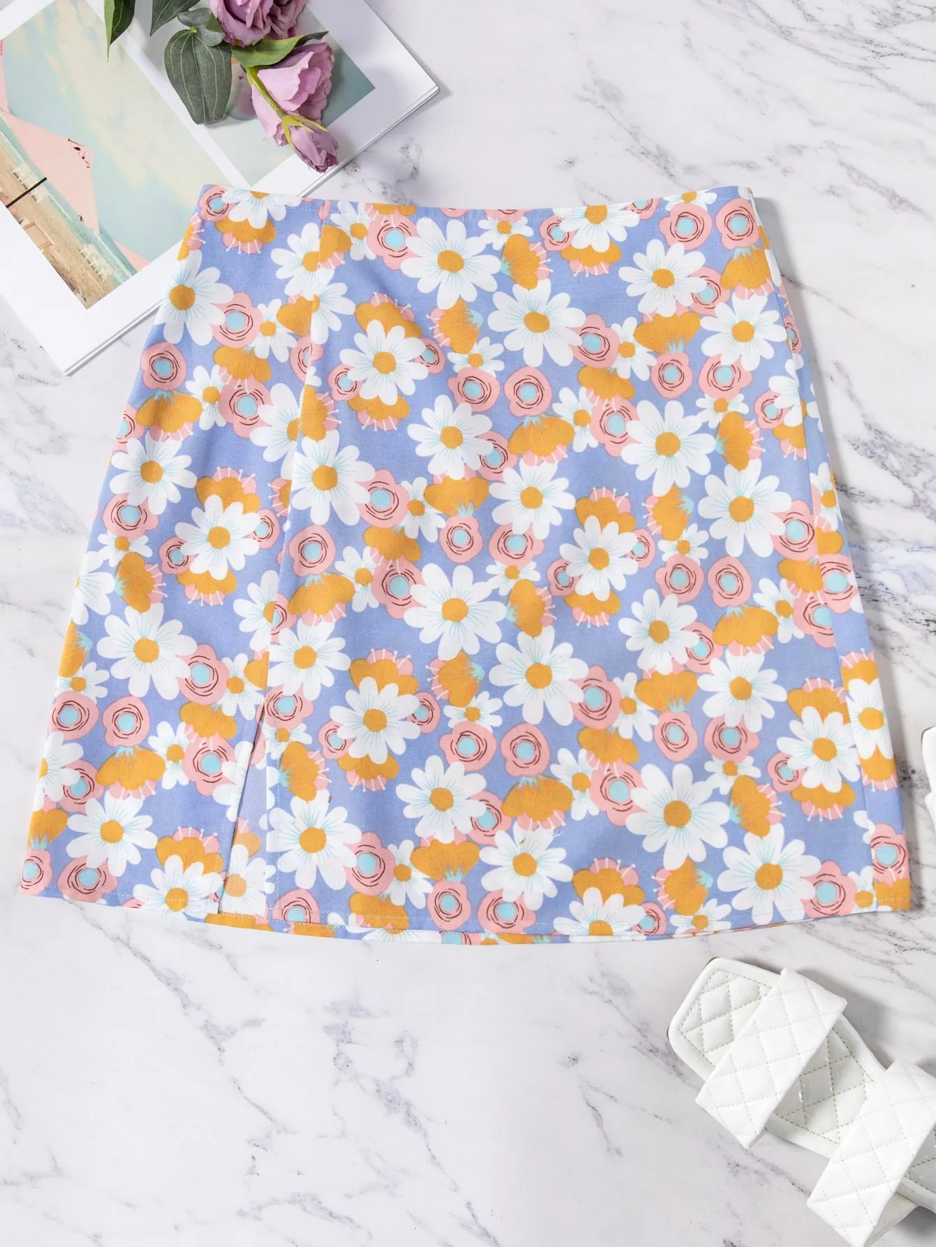 Casual Floral Zipper Short Women Skirt