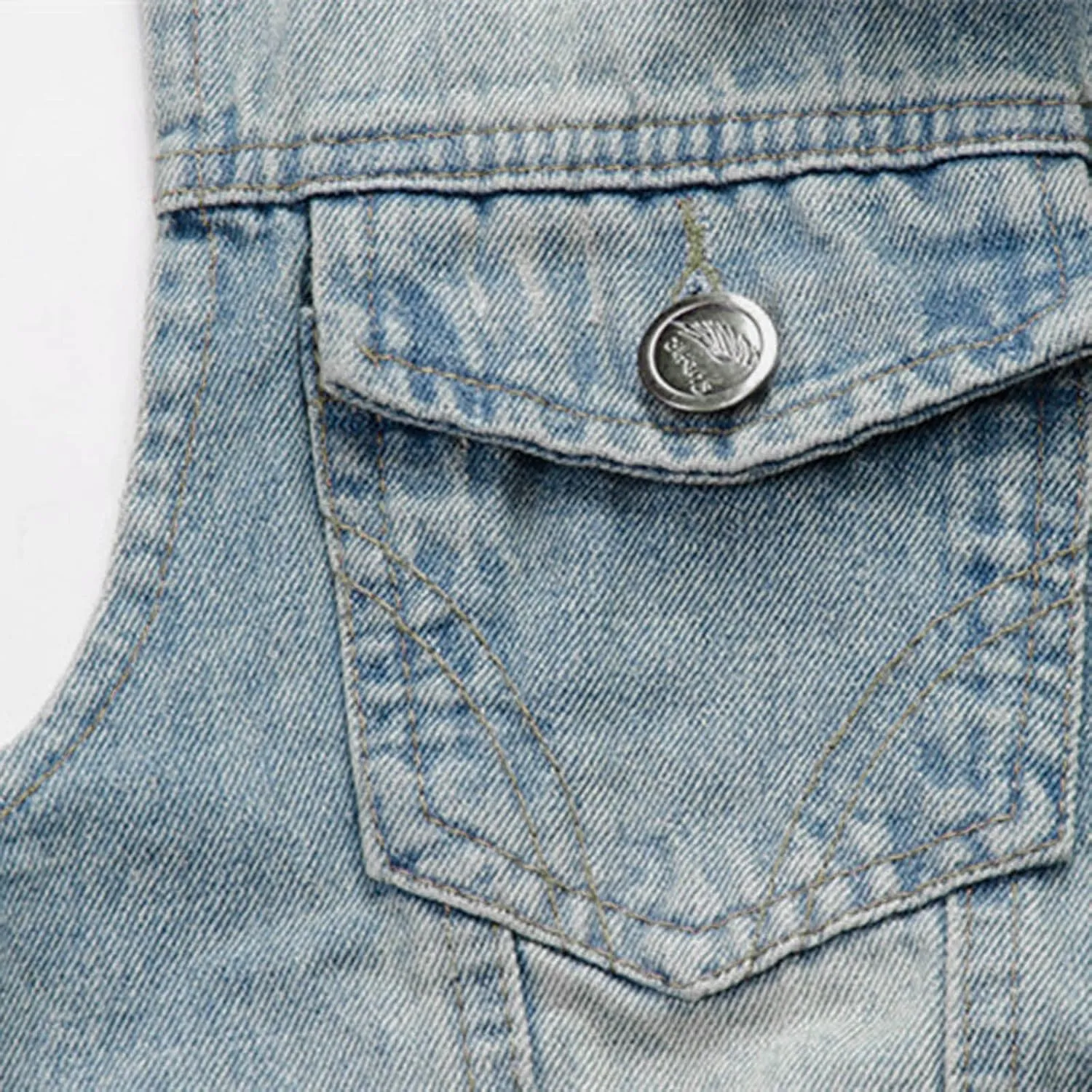 Chaqueta Denim Vest Para Hombre Slim Fit Button Down Sleeveless Shirts for Men Retro Distressed Destroyed Jeans Jacket