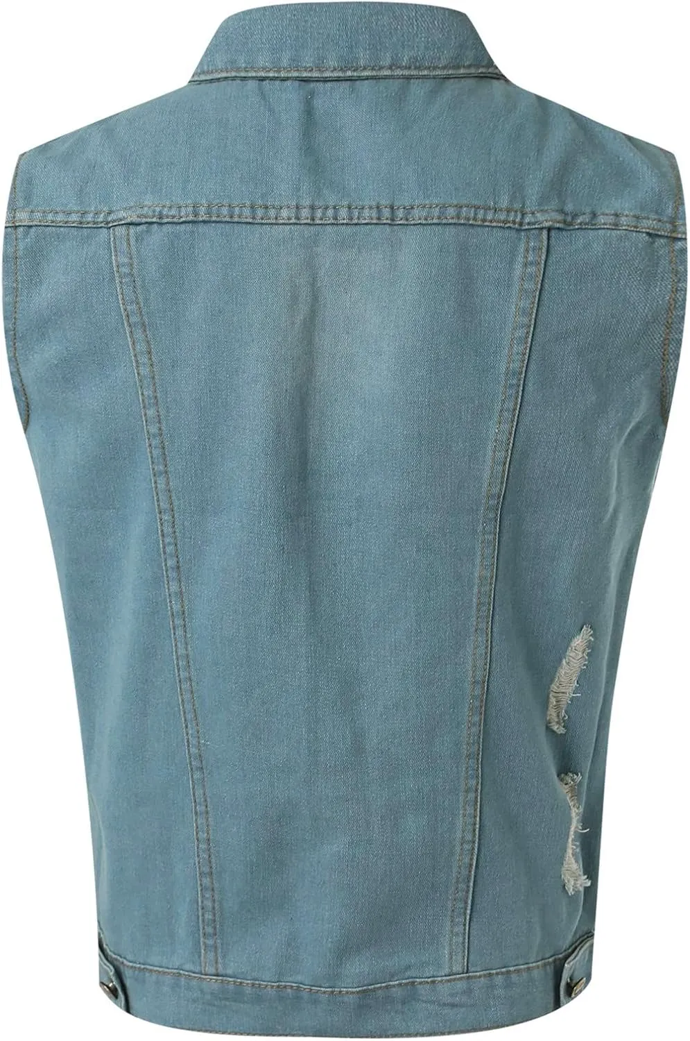 Chaqueta Denim Vest Para Hombre Slim Fit Button Down Sleeveless Shirts for Men Retro Distressed Destroyed Jeans Jacket