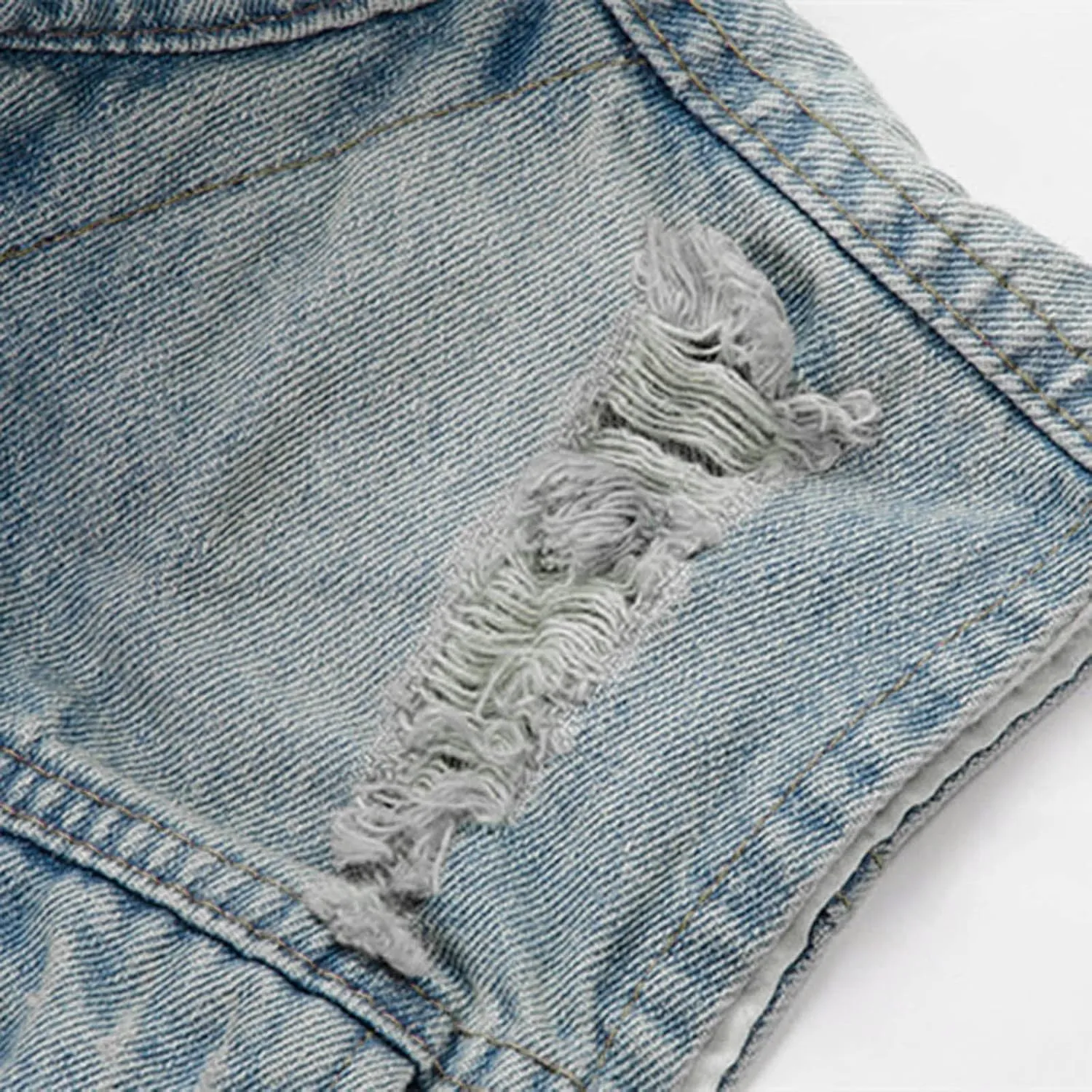 Chaqueta Denim Vest Para Hombre Slim Fit Button Down Sleeveless Shirts for Men Retro Distressed Destroyed Jeans Jacket