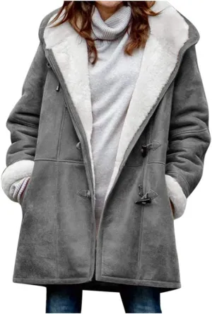 ChicCrate Winter Coats for Women 2025 Warm Sherpa Fleece Lined Distressed Jackets Parka Faux Suede Pea Coat Outerwear