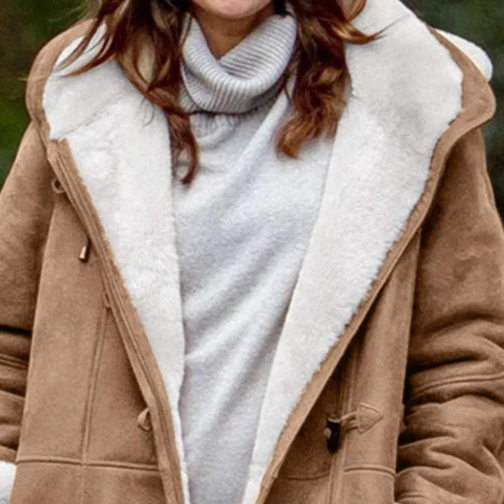 ChicCrate Winter Coats for Women 2025 Warm Sherpa Fleece Lined Distressed Jackets Parka Faux Suede Pea Coat Outerwear