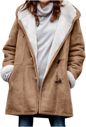 ChicCrate Winter Coats for Women 2025 Warm Sherpa Fleece Lined Distressed Jackets Parka Faux Suede Pea Coat Outerwear