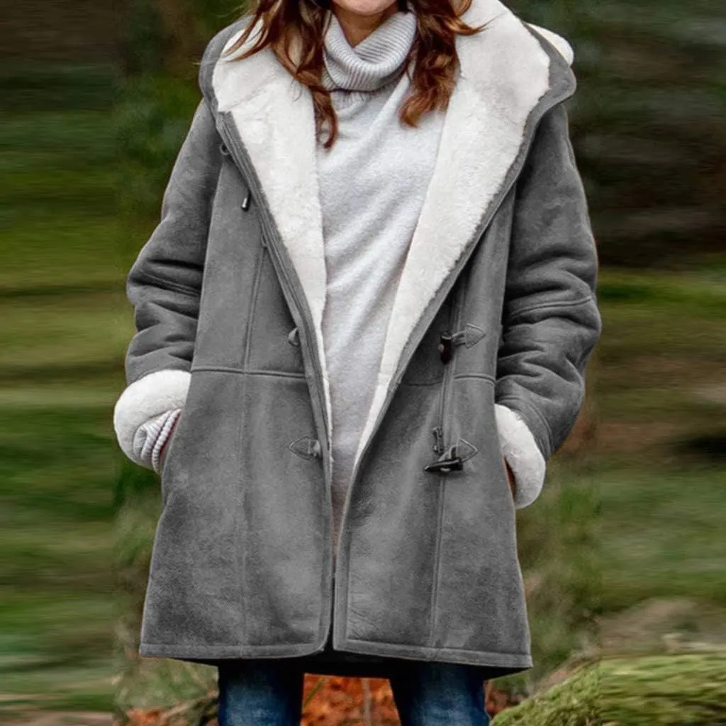 ChicCrate Winter Coats for Women 2025 Warm Sherpa Fleece Lined Distressed Jackets Parka Faux Suede Pea Coat Outerwear