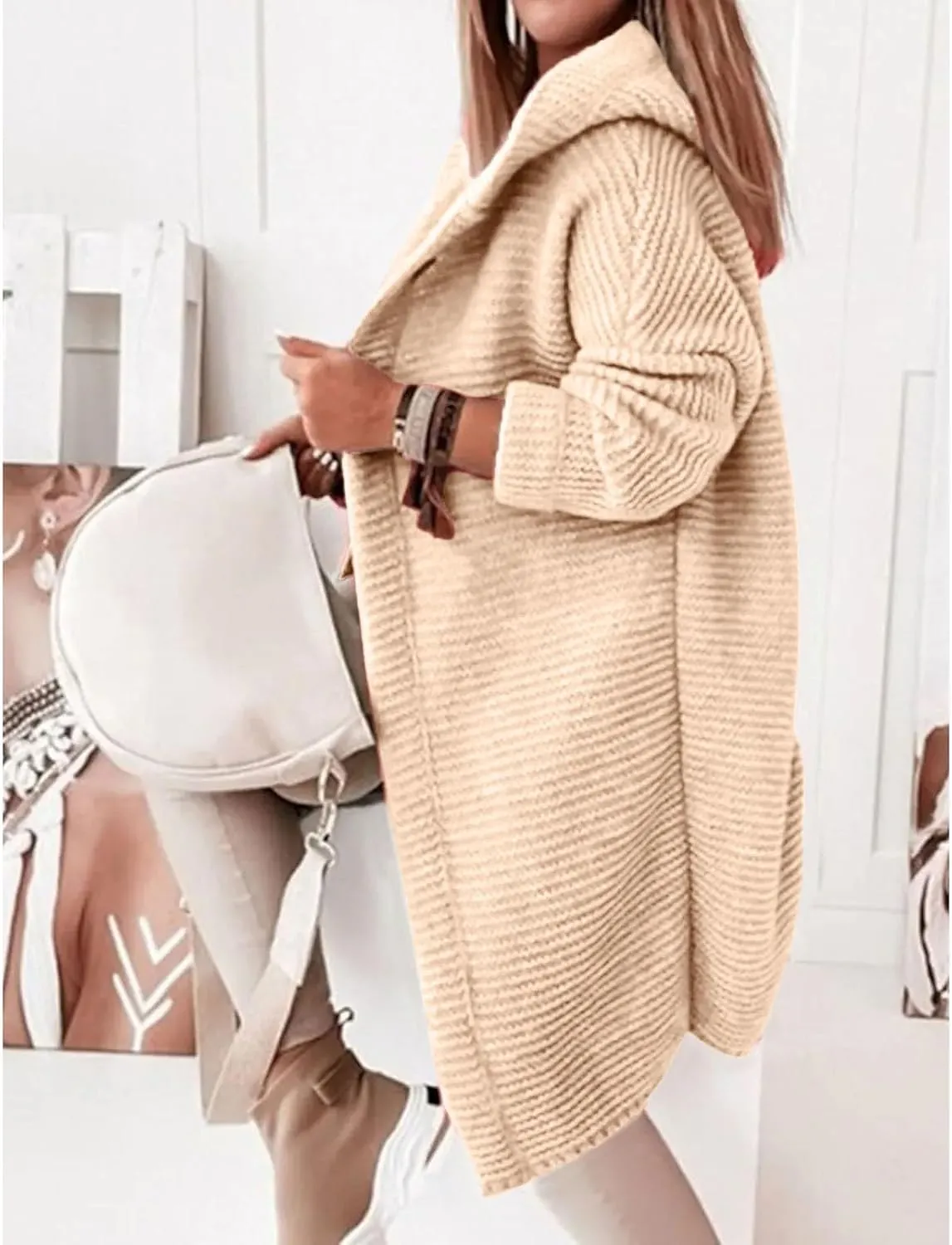 ChicCrate Women's Knit Open Front Cardigan Sweaters 2025 Fall Winter Clothes Long Sleeve Solid Color Jackets Trendy Outwear