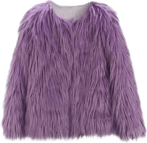 Children Winter Faux-Fur Coat 2-10 Years Baby Girls Jacket Thick Warm Outwear Clothes (Purple-1, 9-10 Years)