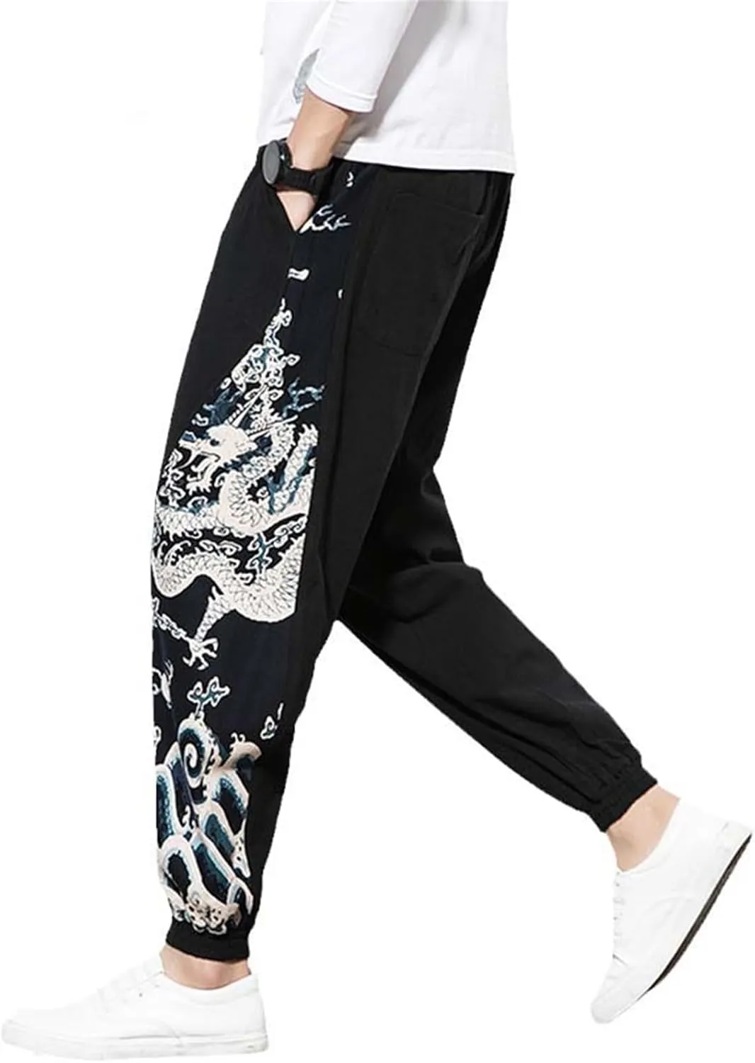 Chinese Dragon Harem Pants,Men's Joggers Sweatpants,Japanese Streetwear Trousers
