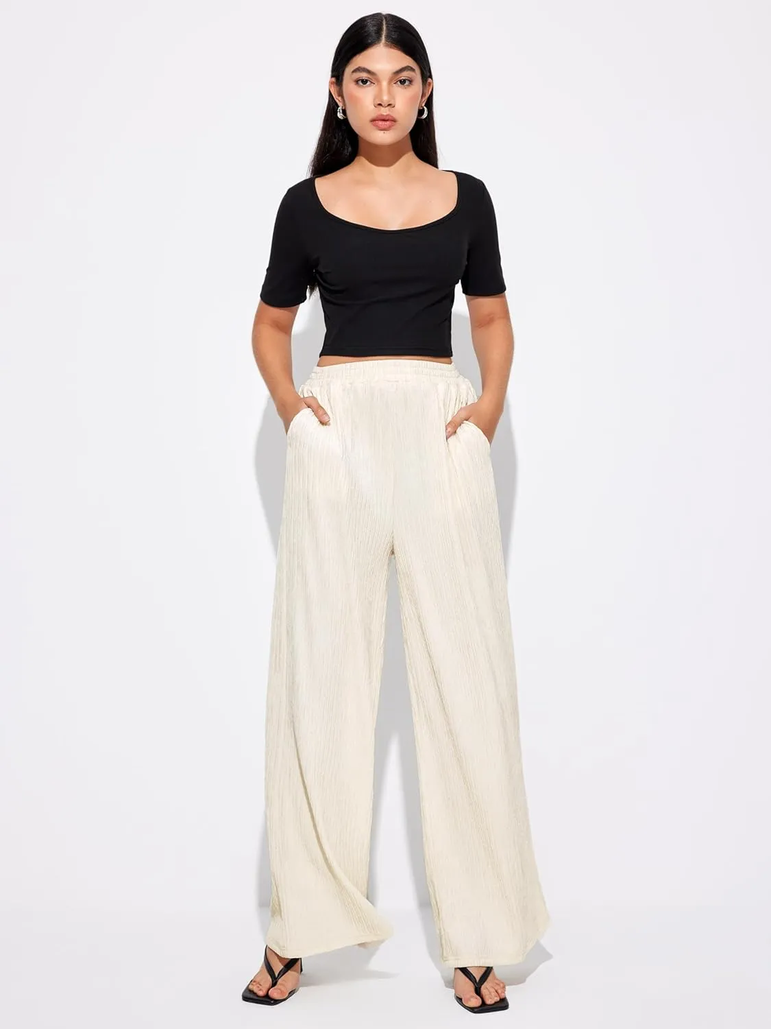 CIDER Texture Wide Leg Trousers