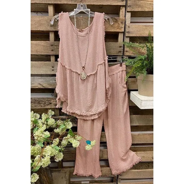 Clara Cotton Linen Tank Top   Matching Pants