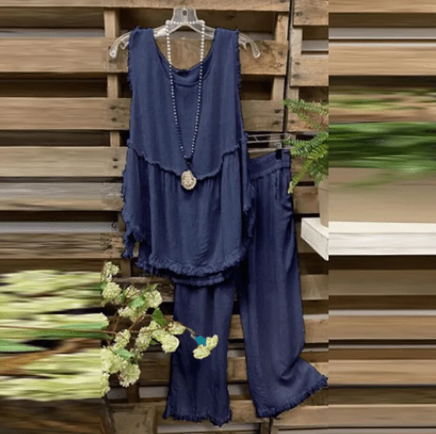 Clara Cotton Linen Tank Top   Matching Pants