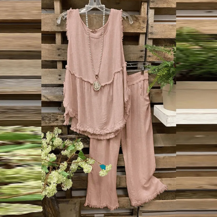 Clara Cotton Linen Tank Top   Matching Pants