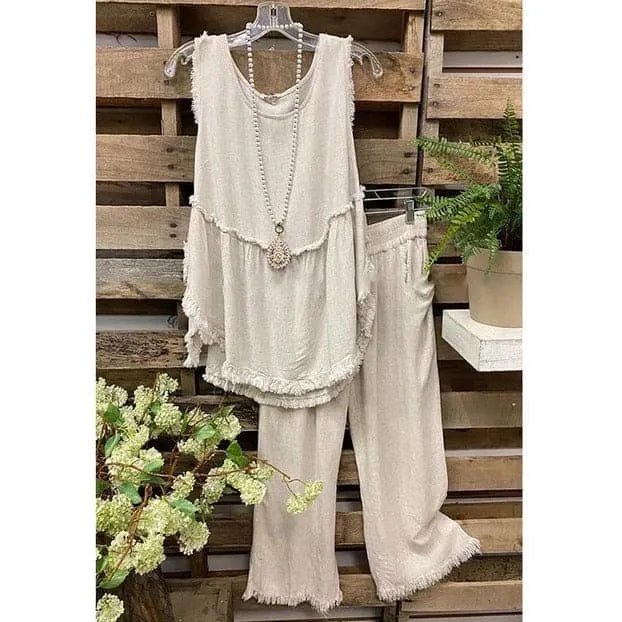Clara Cotton Linen Tank Top   Matching Pants