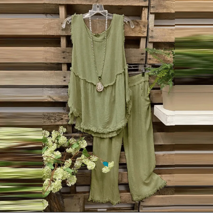 Clara Cotton Linen Tank Top   Matching Pants