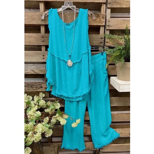 Clara Cotton Linen Tank Top   Matching Pants