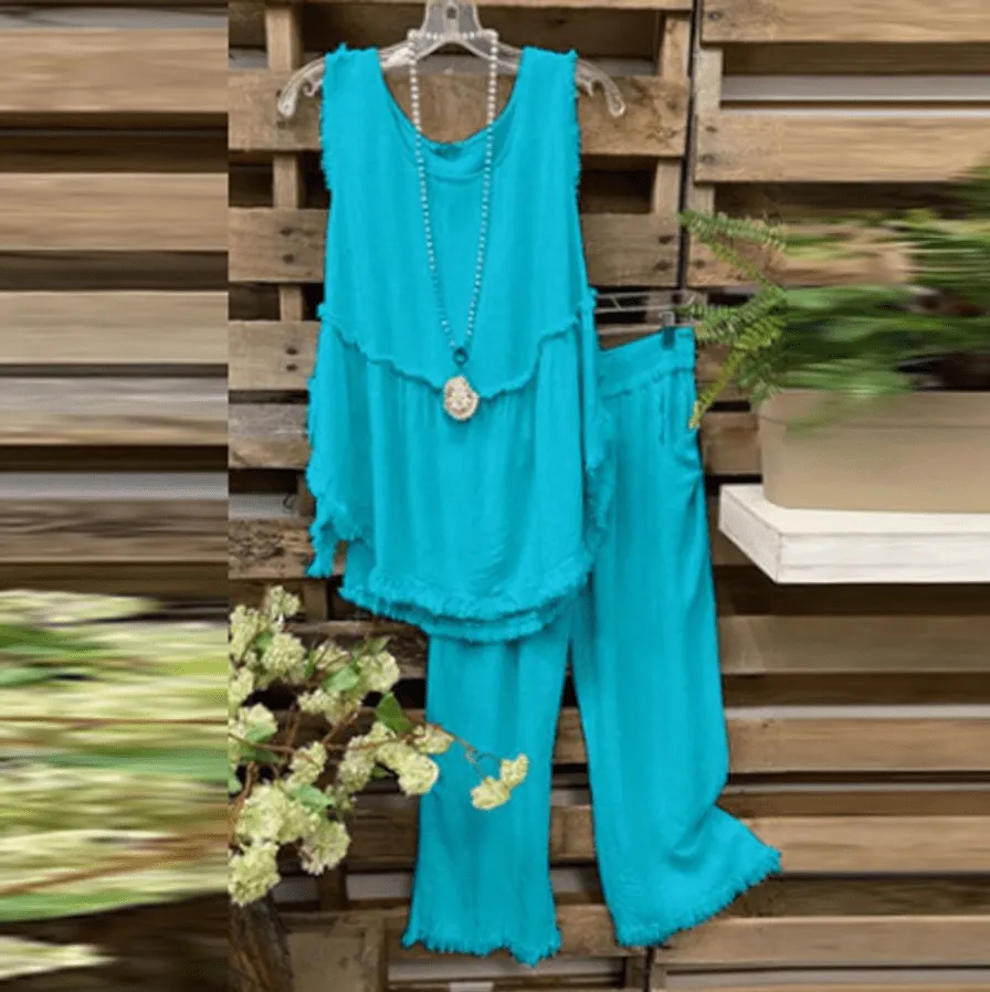 Clara Cotton Linen Tank Top   Matching Pants