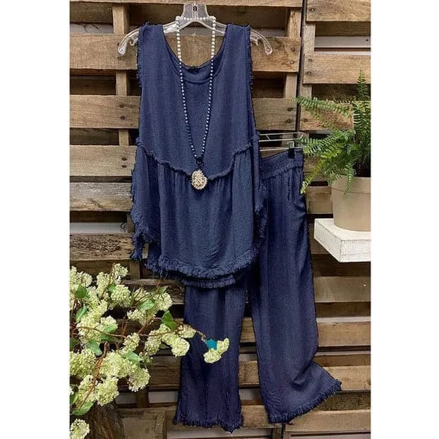 Clara Cotton Linen Tank Top   Matching Pants
