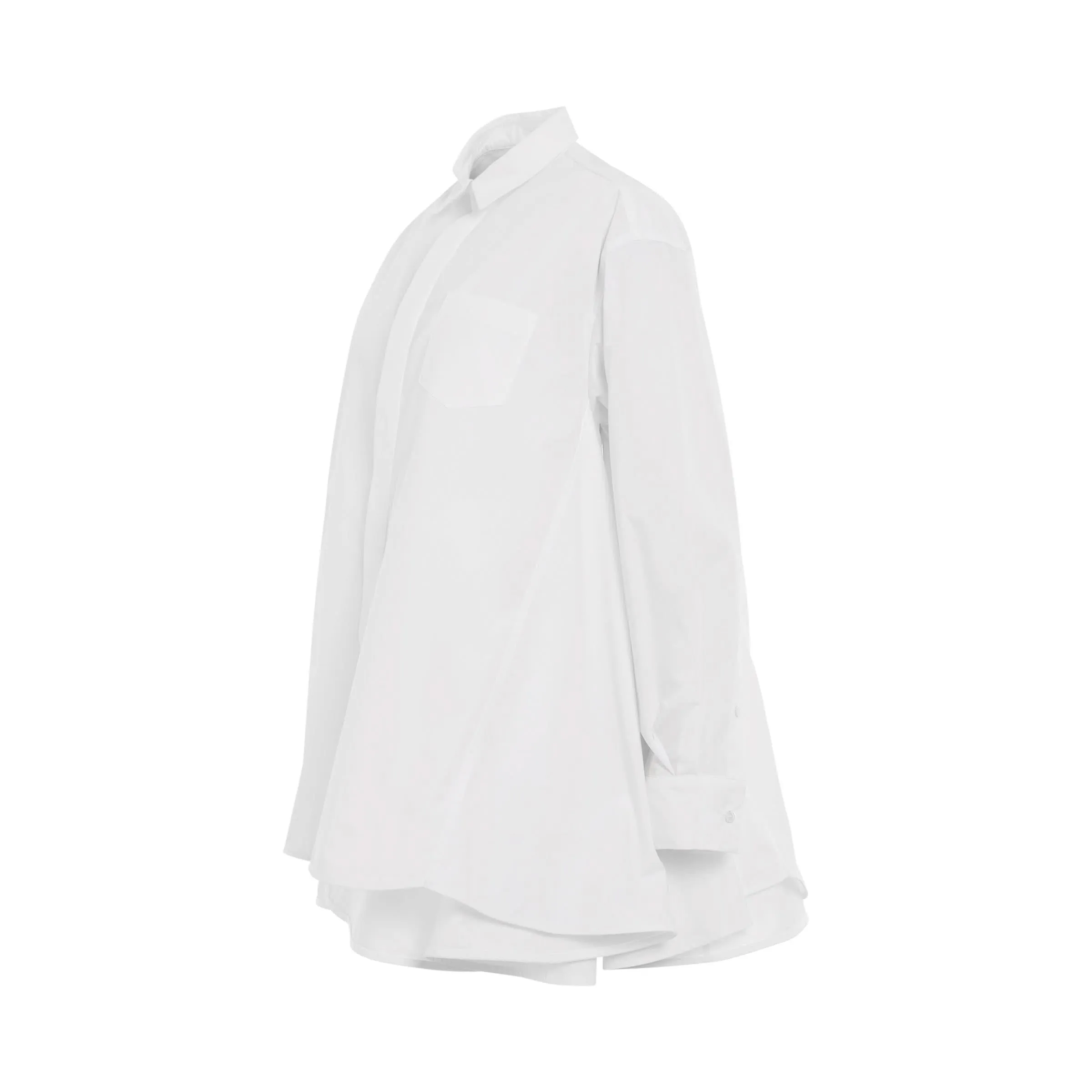 Cotton Layered Poplin Shirt in White