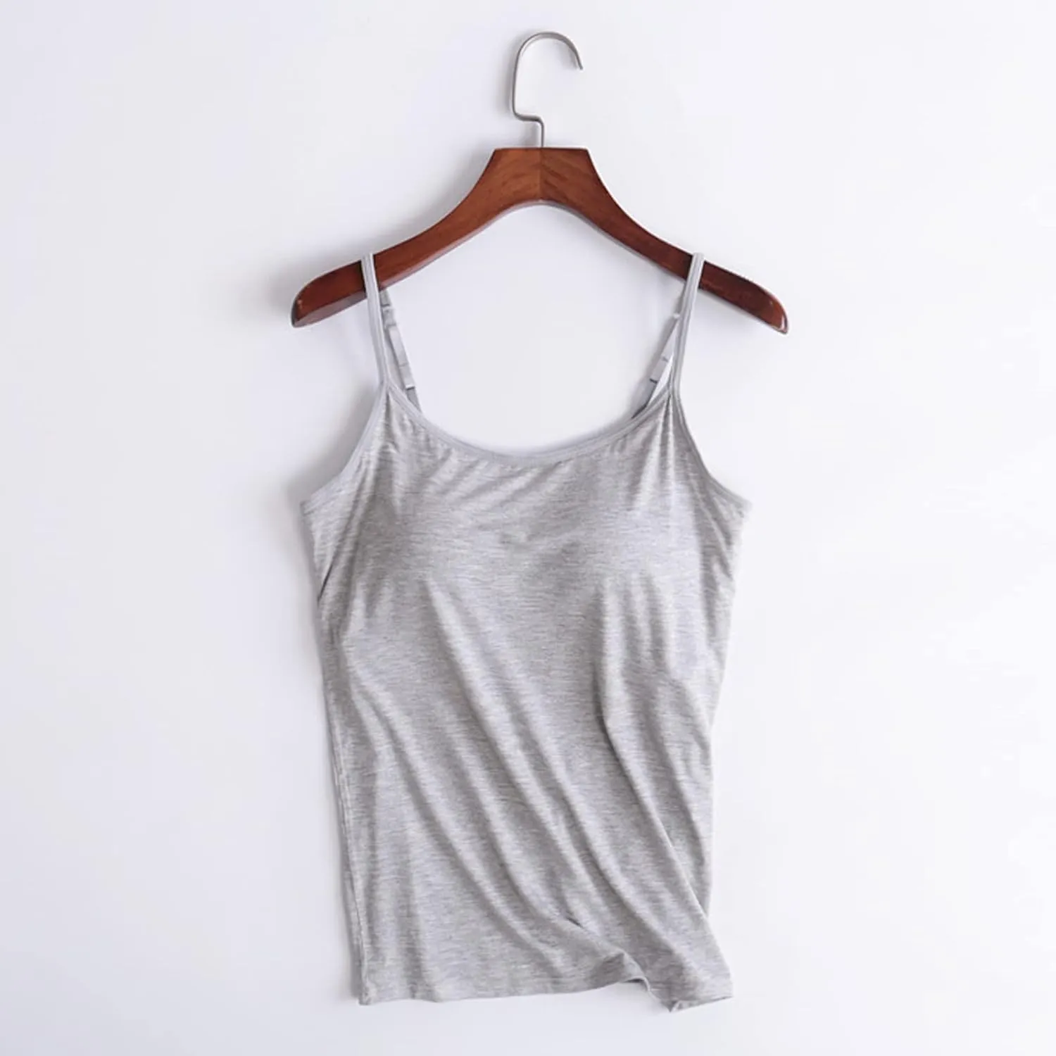 Cotton Tank Top with Built in Bra for Women Shelf Bra Camisole Tops Spaghetti Strap Cami Shirts Cotton Undershirts