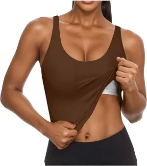 Cotton Tank Top with Built in Bra for Women Shelf Bra Camisole Tops Workout Tops Cami Bra Padded Tank Top Sports Bras