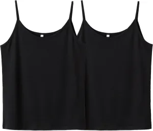 CROSSDECOR 2 Piece Women's Tank Tops Basic Undershirts Trendy Summer Outfits for Women Black&White Camisole Top