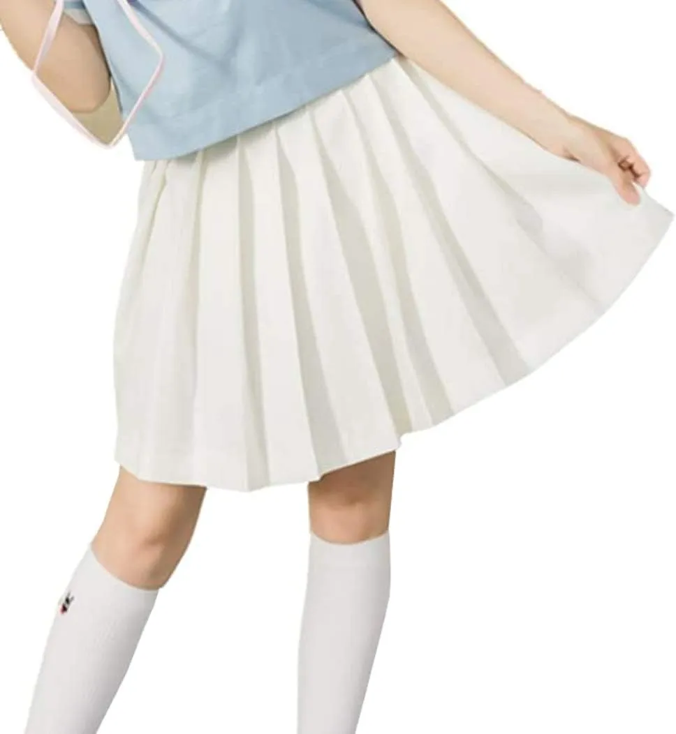 DCUTERQ Women's High Waisted Pleated School Skirt High Waisted Girl Uniform Mini Casual Skirts A-line Skorts
