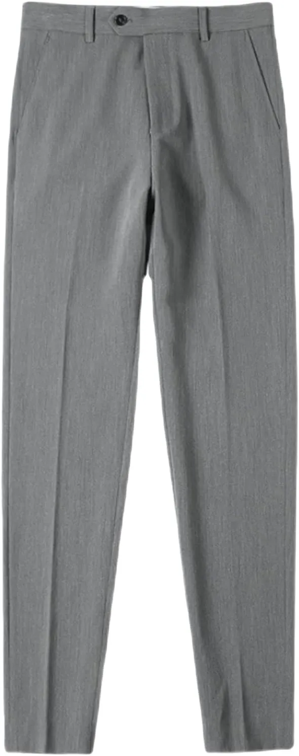 DGHM-JLMY Men's Summer Thin British Cropped Pants Slim Fit Ankle-Length Dress Pants Stretch Cropped Skinny Pants
