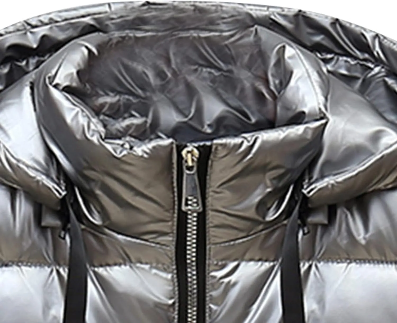 Dgoopd Puffer Vest Men Shiny Hooded Reflective Down Jacket Padded Jacket Vest Thick Quilted Puffer Coat Winter Warm Vest