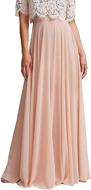 EllieHouse Full/Ankle Length Wedding Long Bridesmaid Chiffon Skirt for Women