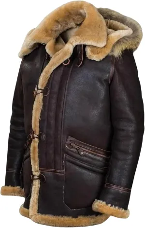 evzosrz Mens Winter Faux Leather Jackets Zip Lined Fleece Faux Fur Shearling Flight Jacket Winter Warm Overcoat Trench Coat