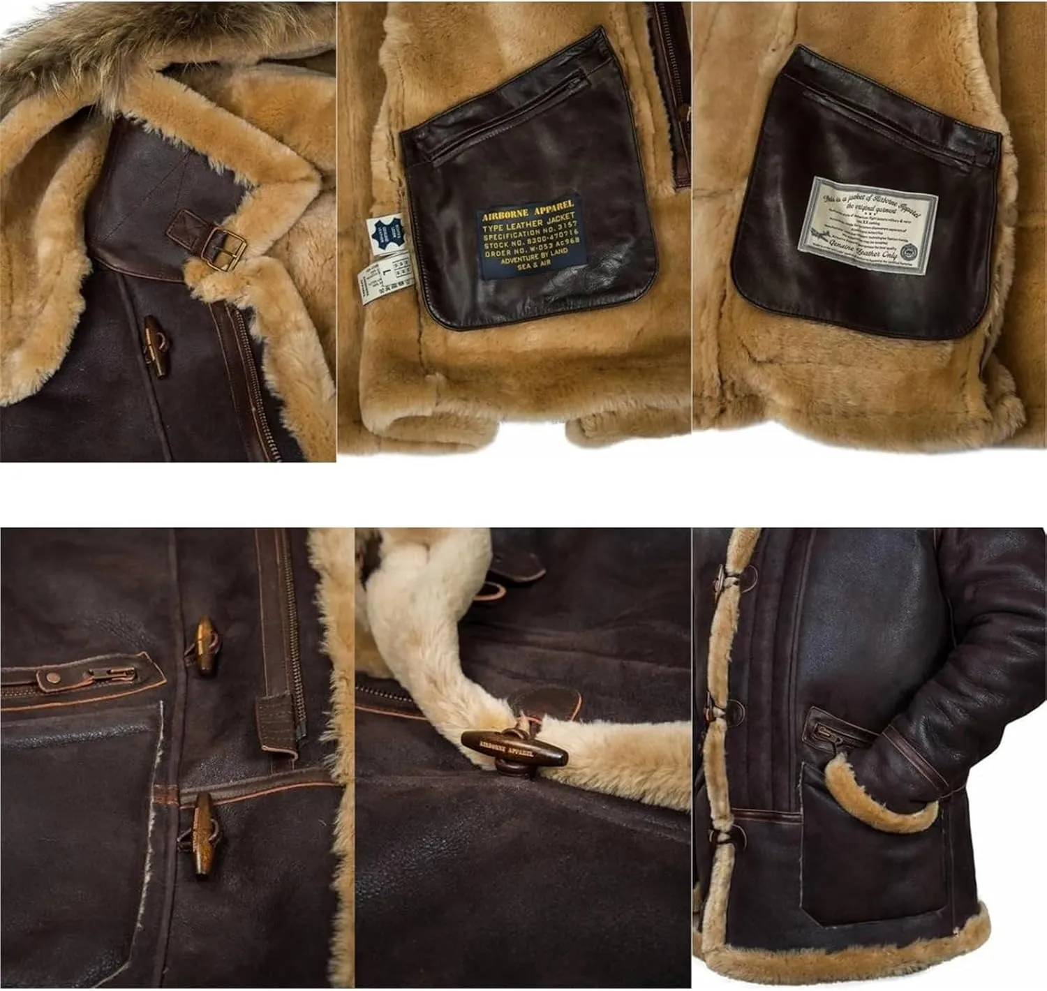 evzosrz Mens Winter Faux Leather Jackets Zip Lined Fleece Faux Fur Shearling Flight Jacket Winter Warm Overcoat Trench Coat