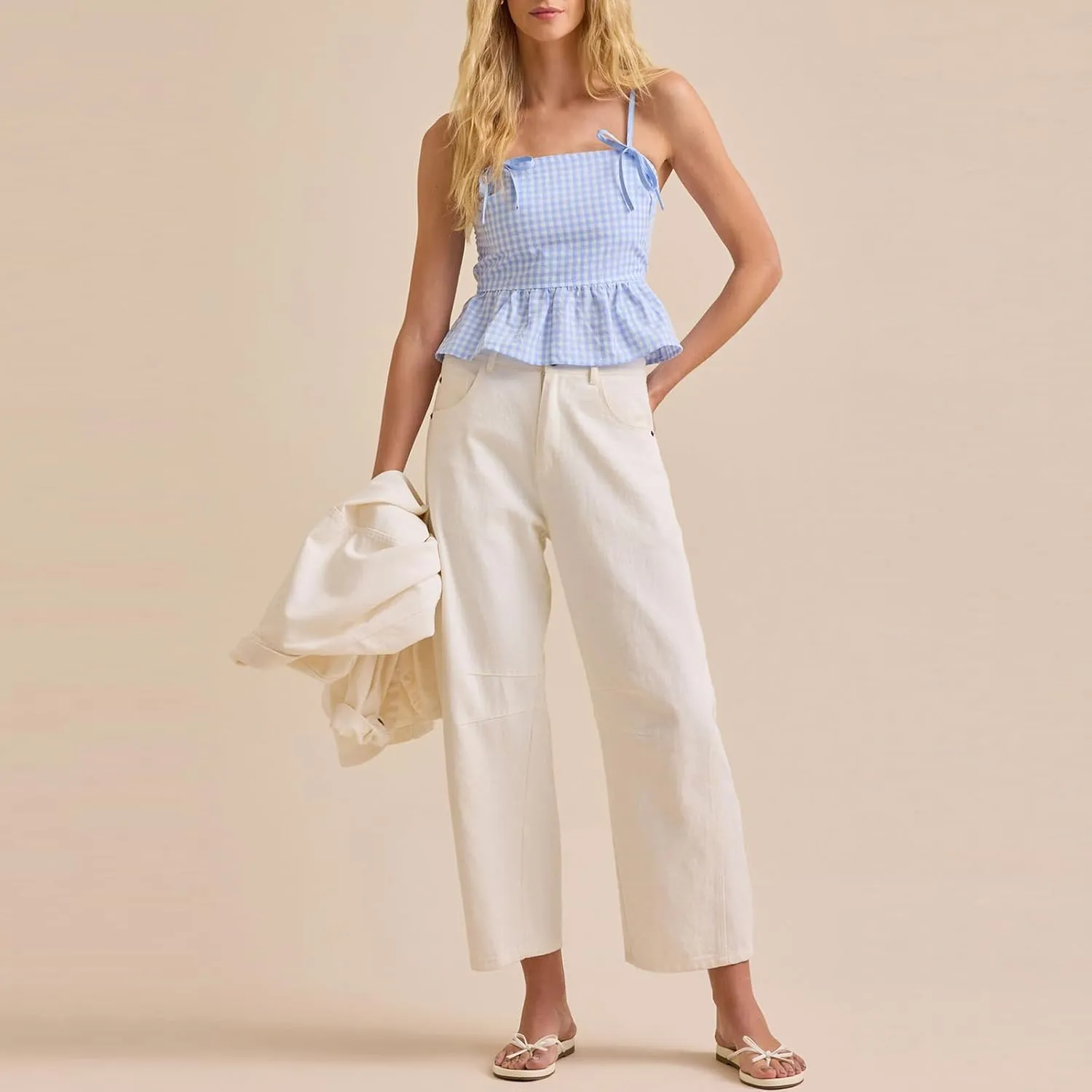 Faretumiya Women Ruffle Camisole Strap Square Neck Babydoll Cami Sleeveless Peplum Flowy Tank Top Y2k Going Out Cami Shirt