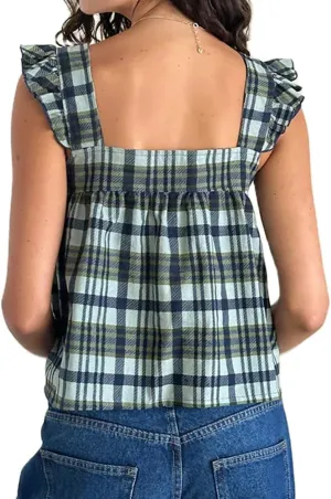 Faretumiya Women Ruffle Camisole Strap Square Neck Babydoll Cami Sleeveless Peplum Flowy Tank Top Y2k Going Out Cami Shirt