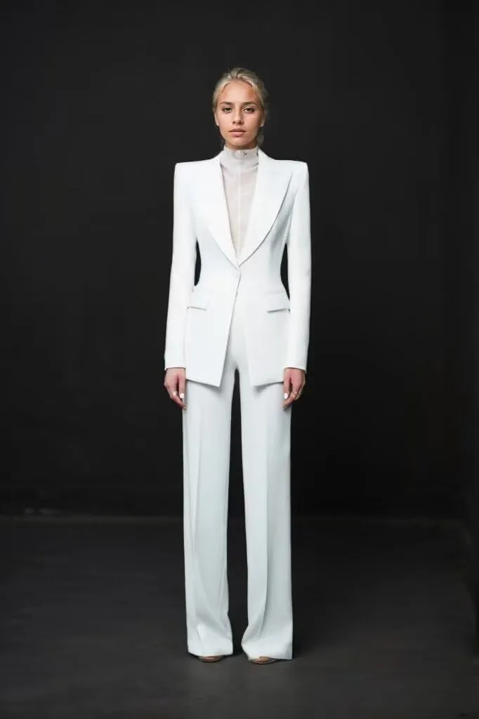 Fashion Pant Suits for Women Dressy 2 Piece Set Casual Peak Lapel Outfits Petite Prom Tuxedo for Evening Party