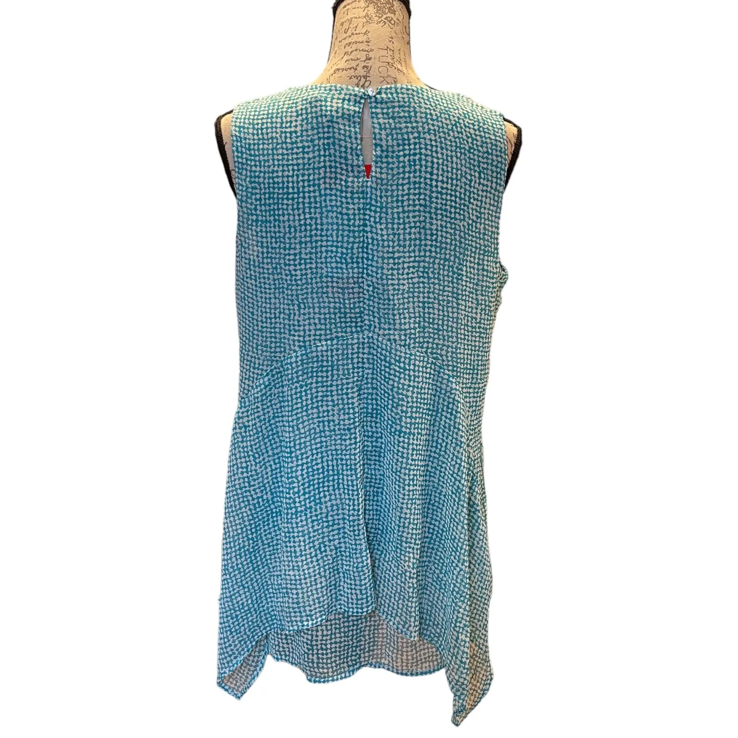 Fever NEW Sleeveless Layered Aqua Speckle Shirt Size Medium