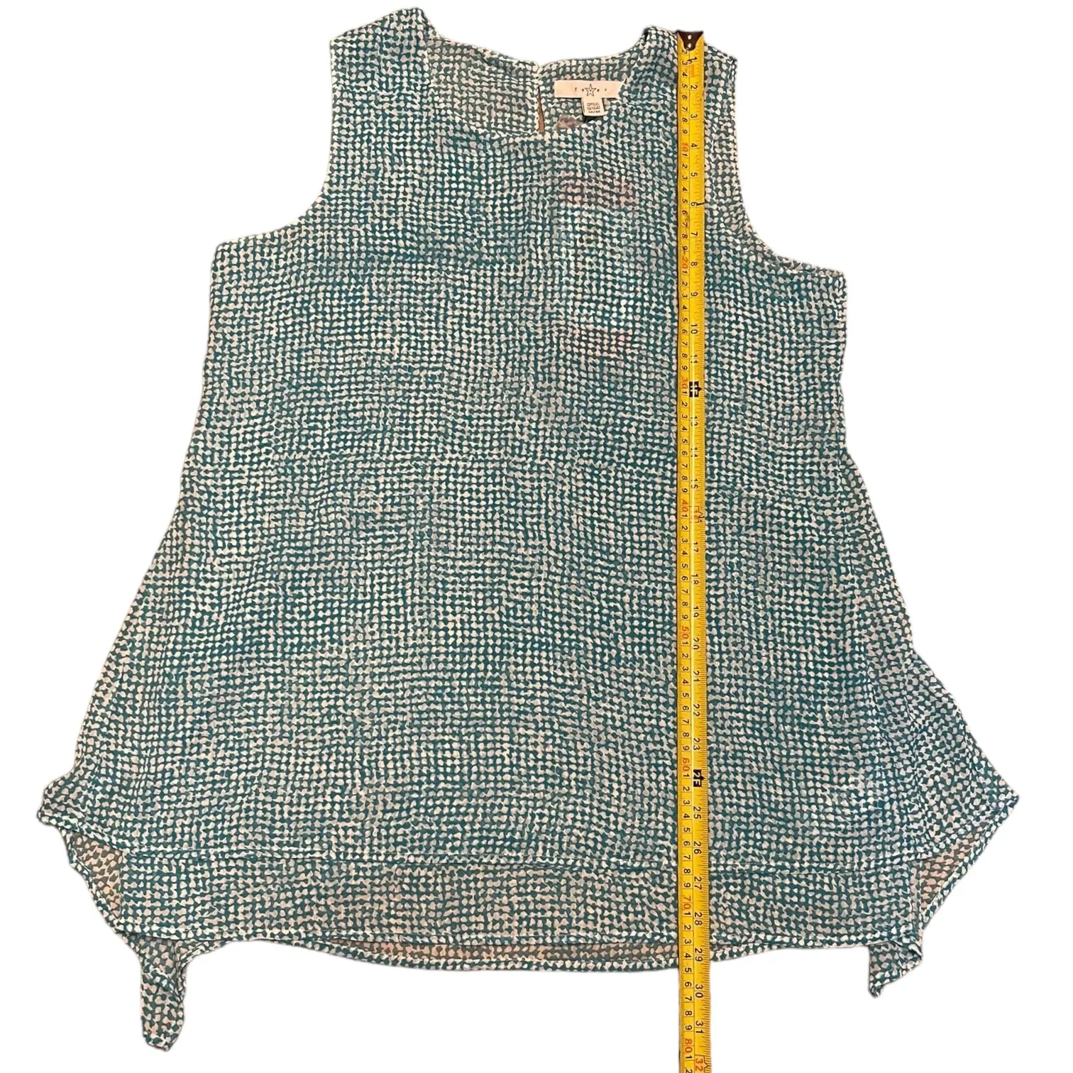 Fever NEW Sleeveless Layered Aqua Speckle Shirt Size Medium