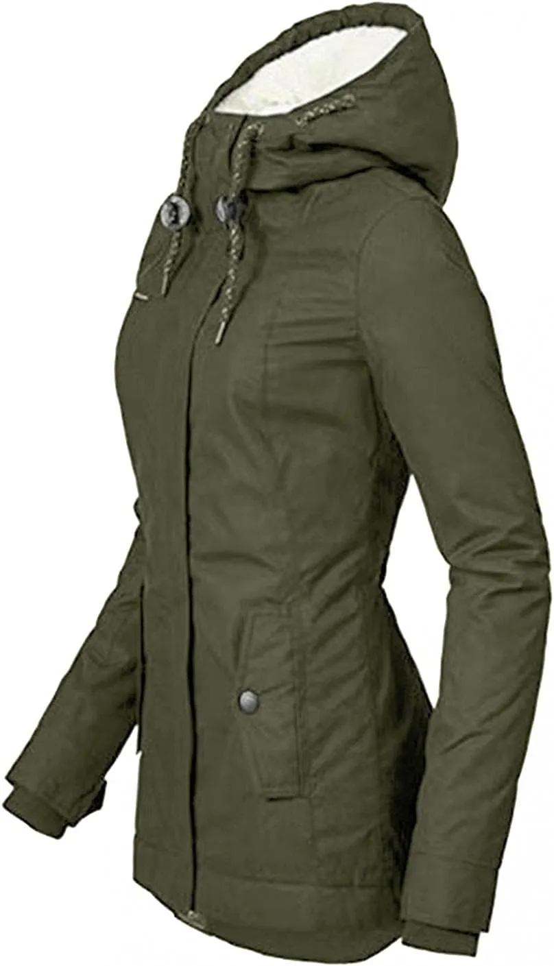 Fleece Coat Faux Fur Lined Trench Wool Coat Hooded Thick Windproof Plus Size Outwear Jacket Coats Winter Warm Coat