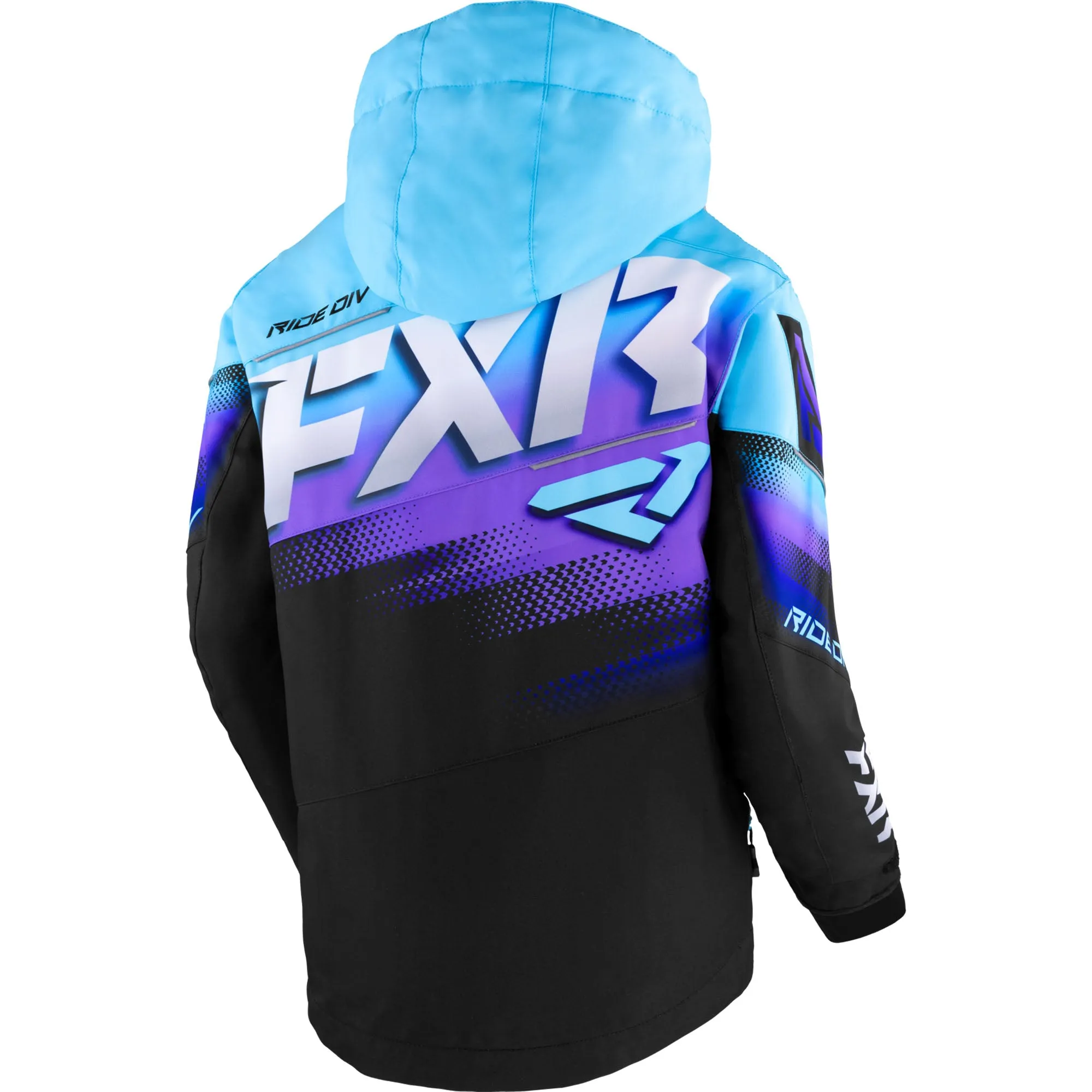 FXR Child Boost Snowmobile Jacket Black/Sky-Purple Fade Blue