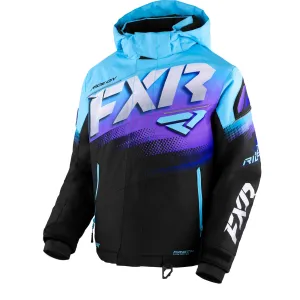 FXR Child Boost Snowmobile Jacket Black/Sky-Purple Fade Blue