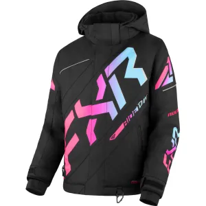 FXR Youth CX Snowmobile Jacket Black/E Pink-Sky Blue