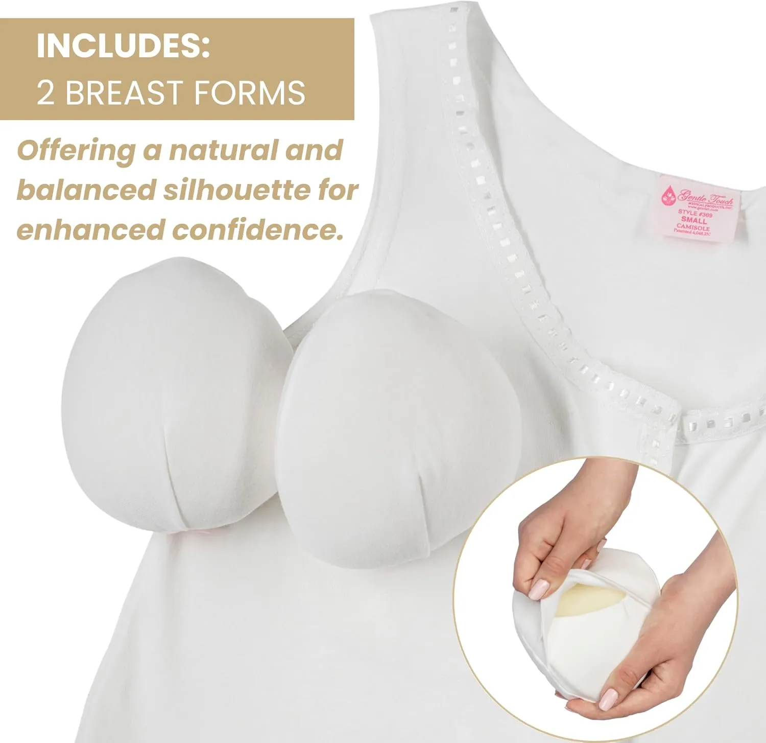 Gentle Touch Post Mastectomy Recovery Camisole Includes Pockets and Breast Forms