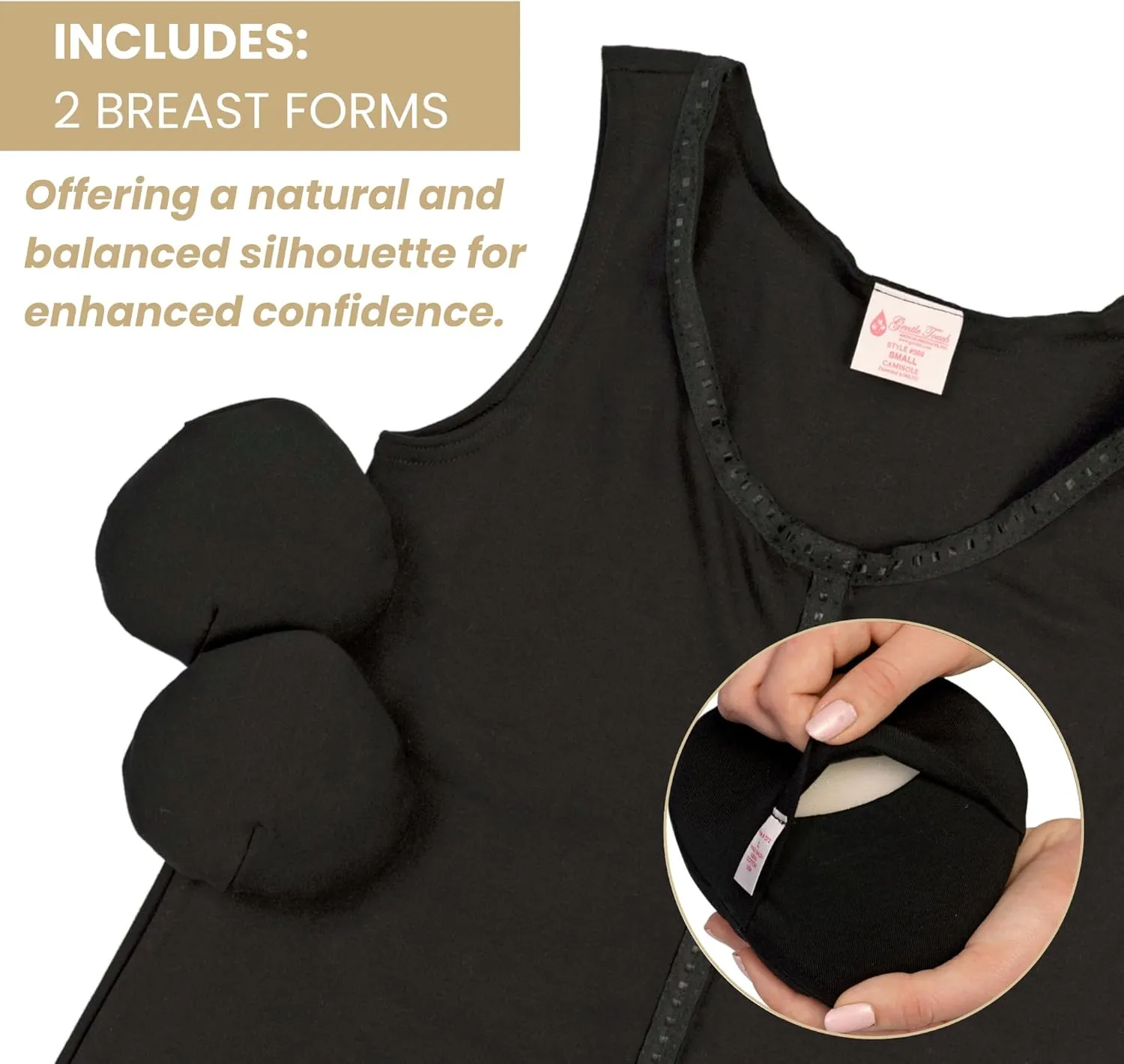 Gentle Touch Post Mastectomy Recovery Camisole Includes Pockets and Breast Forms
