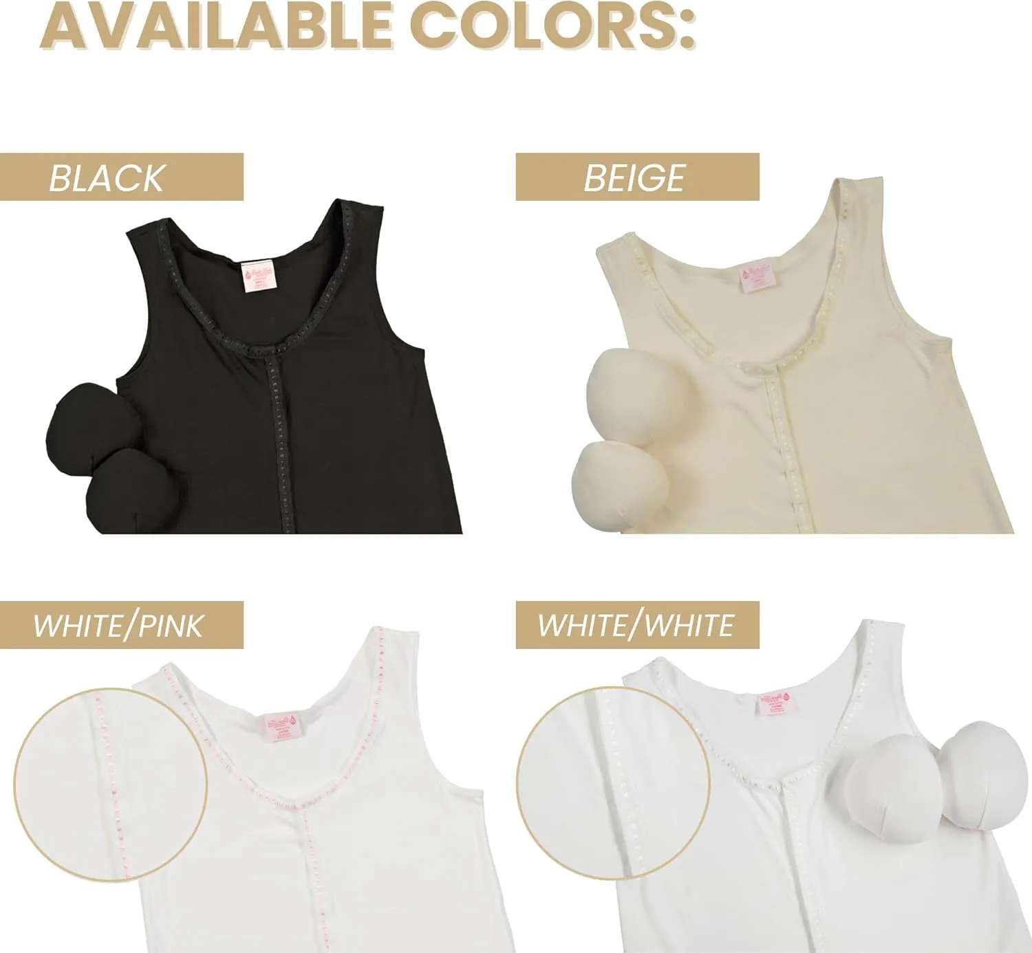 Gentle Touch Post Mastectomy Recovery Camisole Includes Pockets and Breast Forms