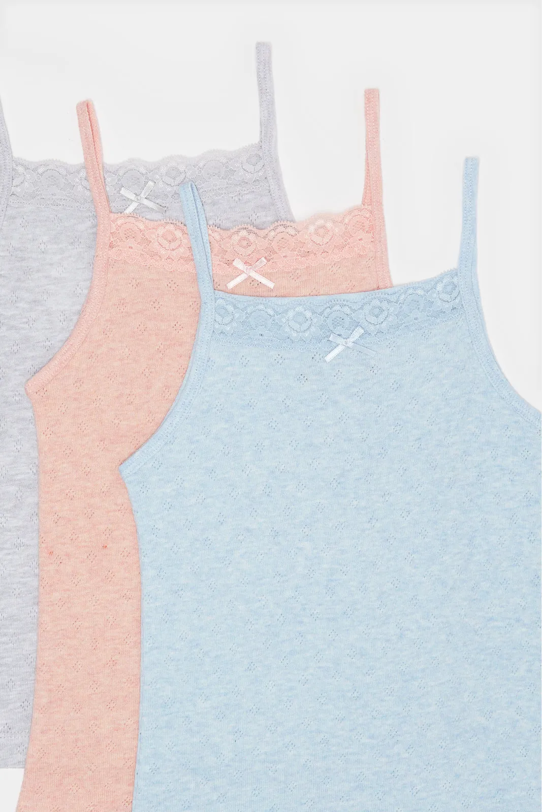 Girls Assorted Solid Vest Set (Pack of 3)