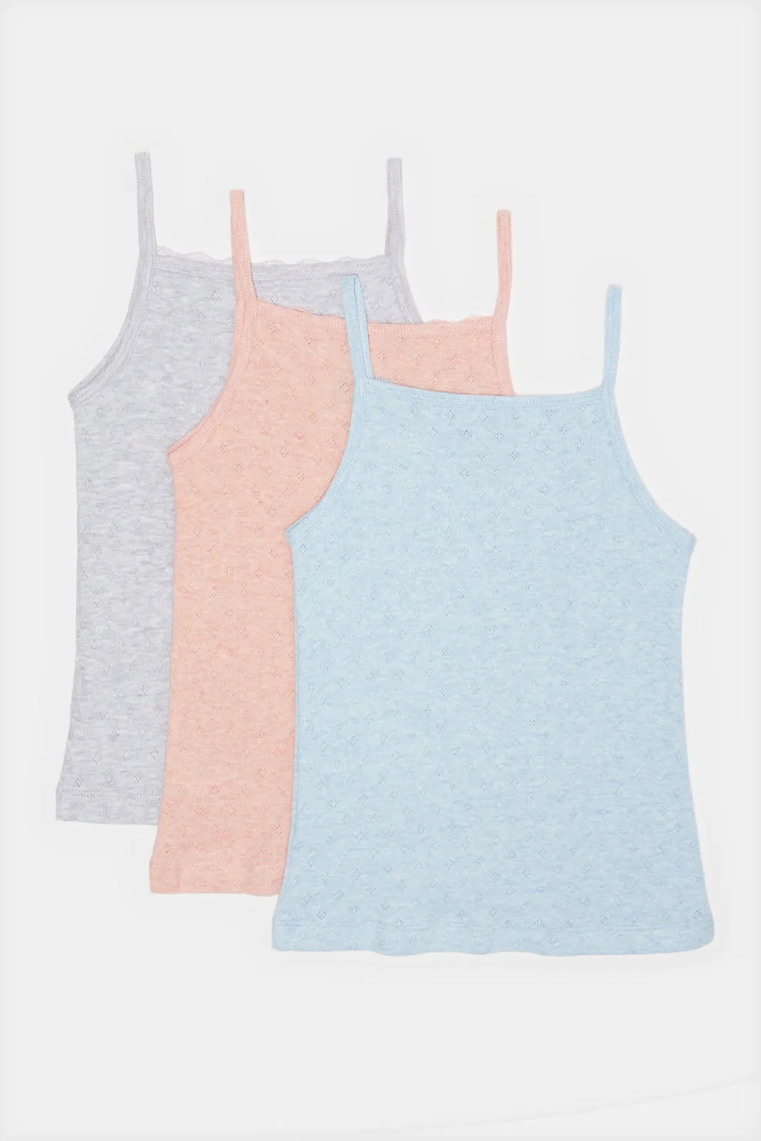 Girls Assorted Solid Vest Set (Pack of 3)
