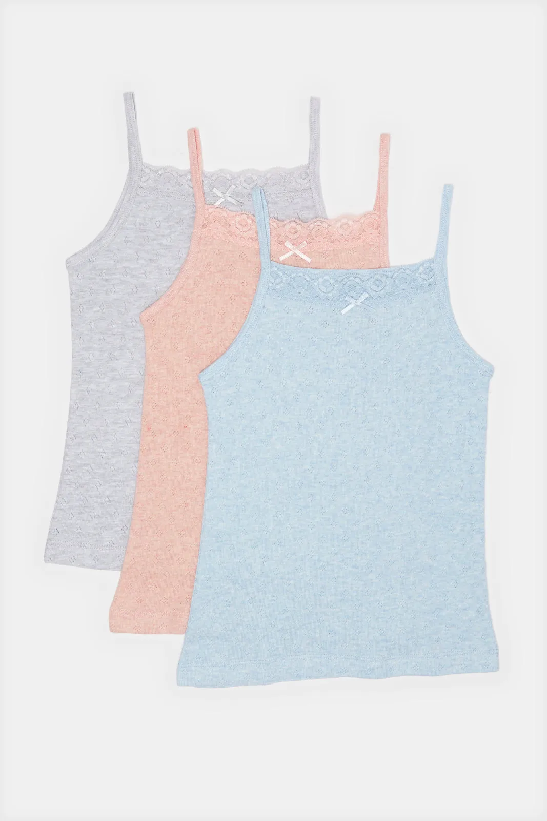 Girls Assorted Solid Vest Set (Pack of 3)