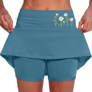 Golf Skirts for Women with Pockets High Waisted Workout Tennis Skorts with Shorts 2 in 1 Midi Skort Skirt Tummy Control