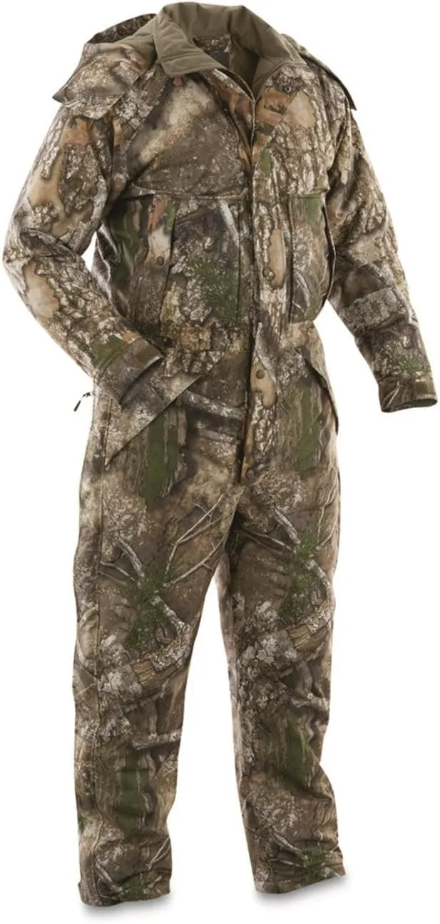 Guide Gear Men's Dry Waterproof Hunting Coveralls with Hood, Insulated Camo Hunt Overalls