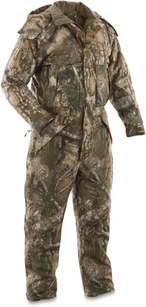 Guide Gear Men's Dry Waterproof Hunting Coveralls with Hood, Insulated Camo Hunt Overalls