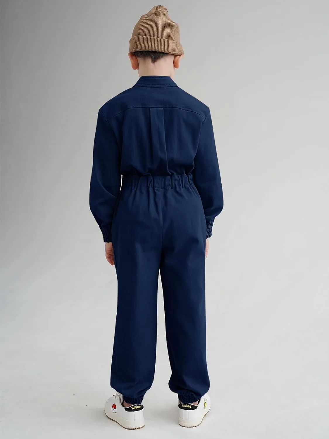 Haloumoning Kids Coveralls Boys Long Sleeve Jumpsuit Zip Up Flight Suit with Pockets 5-14 Years